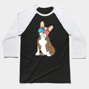 Brindle Boston Terrier Dog Patriot Cool Usa Flag Sunglasses Baseball T-Shirt